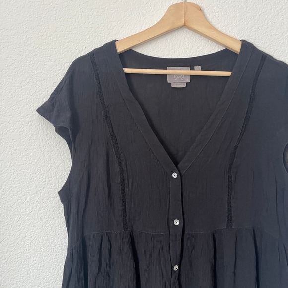 Anthropologie Vanessa Virginia gauze tunic top in black - Picture 3 of 11